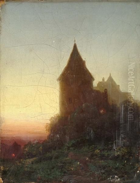 Landscape At Dusk Oil Painting by Wilhelm Lichtenheld