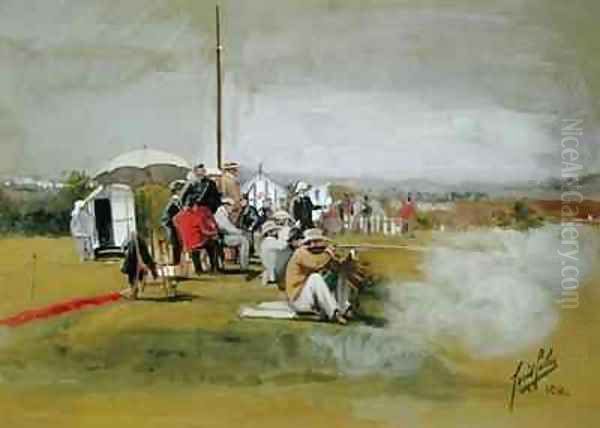 Firing Range Bisley Camp Oil Painting by Cecil Cutler