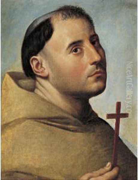 Monk With A Cross Oil Painting by Bernardino Licinio