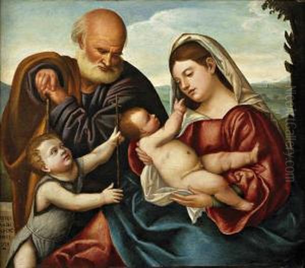 La Sainte Famille Avec Saint Jean Baptiste Oil Painting by Bernardino Licinio