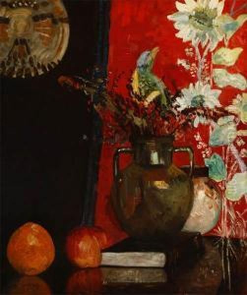 Still Life With Flowers Oil Painting by Jonas Lie