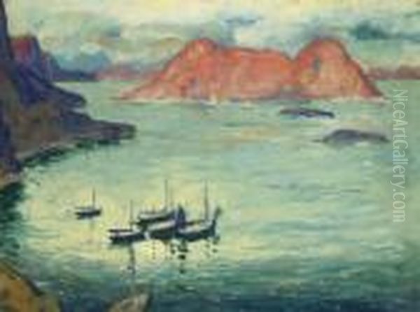 Midnight, Lofoten Islands, Norway Oil Painting by Jonas Lie