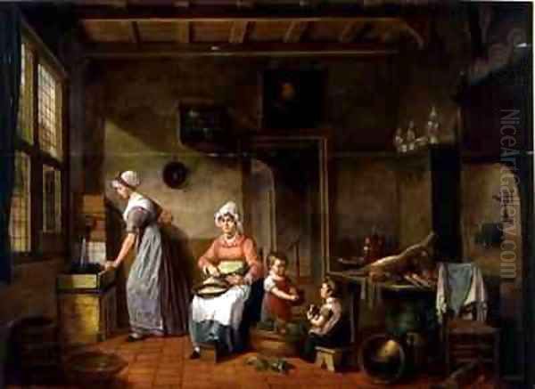 Kitchen Interior Oil Painting by Cornelis van Cuylenburg