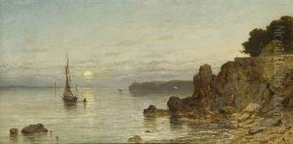 Sonnenuntergang - Motiv Von Der
 Insel Bute Oil Painting by Adolf Heinrich Lier