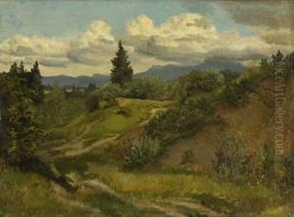 Landschaftsstudie. Oil Painting by Adolf Heinrich Lier