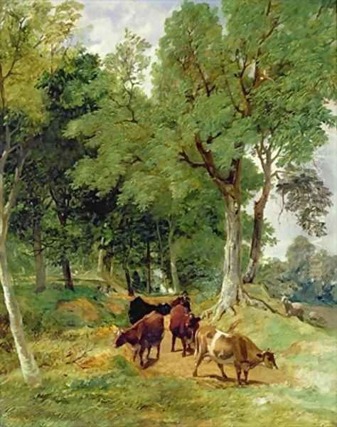 Cattle on a Devonshire Lane Oil Painting by T.S. and Lee, F.R. Cooper