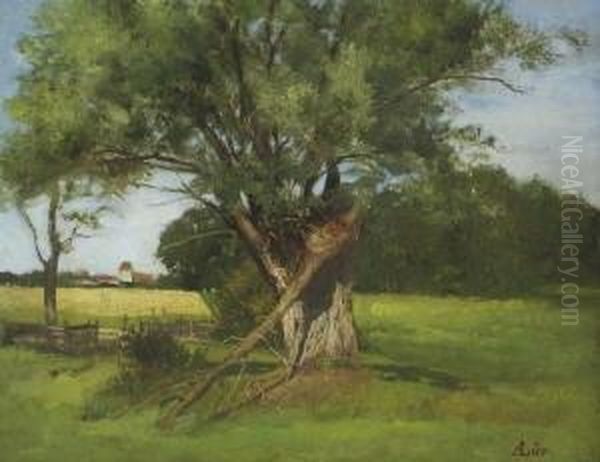 Sommerlandschaft Mit
 Weide. Oil Painting by Adolf Heinrich Lier