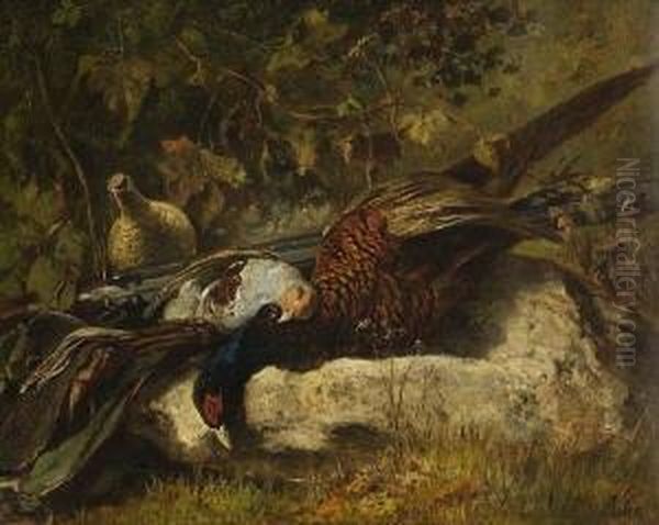 Jagdstilleben Oil Painting by Adolf Heinrich Lier