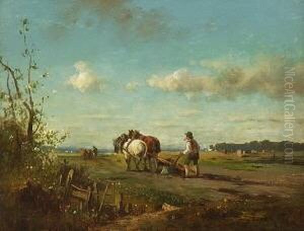 Fruhlingslandschaft Oil Painting by Adolf Heinrich Lier