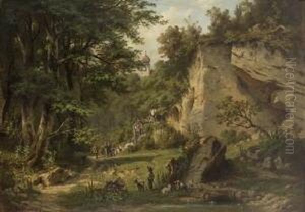 Oberbayerischer
 Hochzeitszug. Oil Painting by Adolf Heinrich Lier