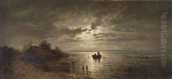 Mondnacht Am Chiemsee. Oil Painting by Adolf Heinrich Lier