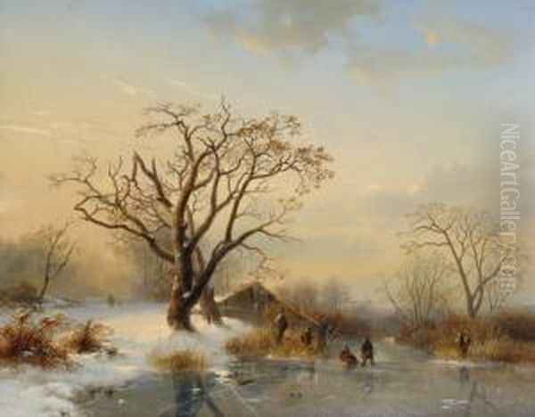 Winter Landscape Oil Painting by Cornelis Lieste