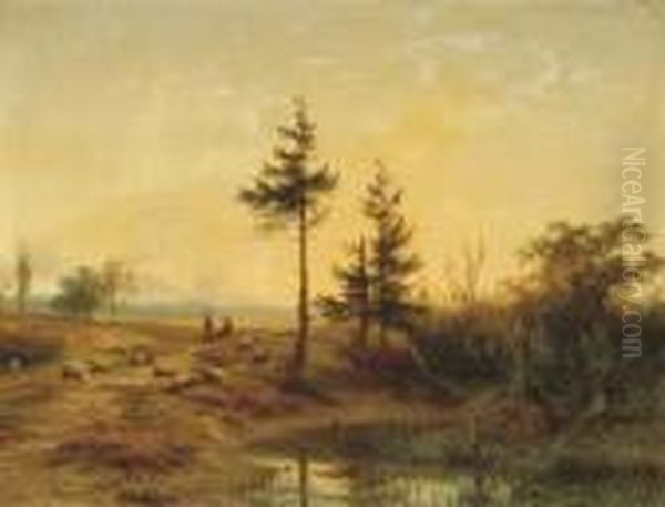 An Extensive Heath Landscape Oil Painting by Cornelis Lieste