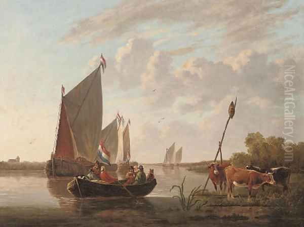 Departing from the riverbank Oil Painting by Aelbert Cuyp