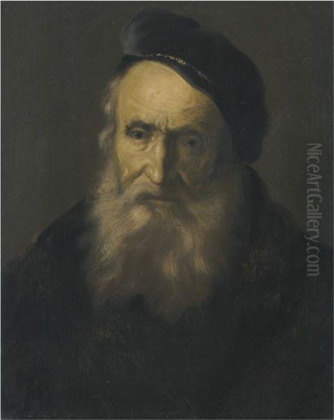 A Tronie Of A Bearded Old Man In A Black Velvet Cap Oil Painting by Jan Lievens