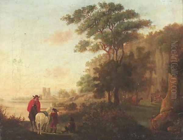 Horseman in an Italianate landscape Oil Painting by Aelbert Cuyp