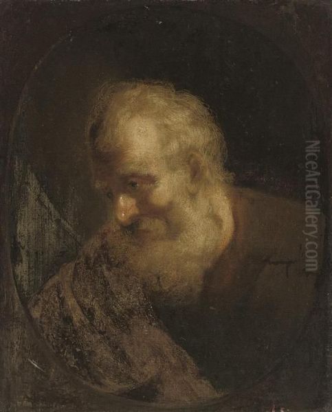 An Old Man, Bust-length, In A Feigned Oval Oil Painting by Jan Lievens