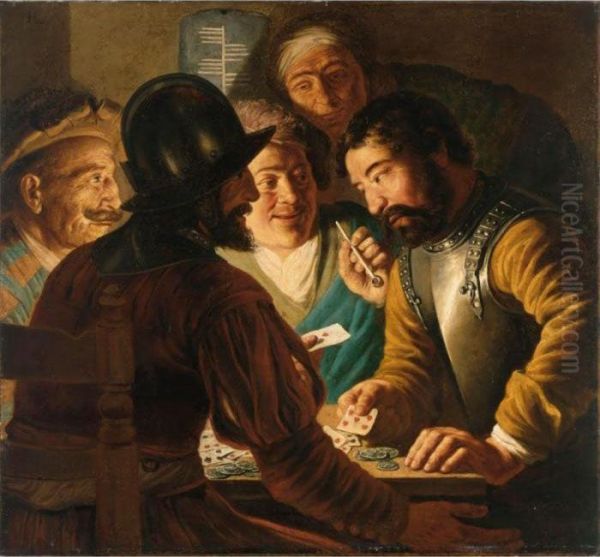 The Card Players Oil Painting by Jan Lievens