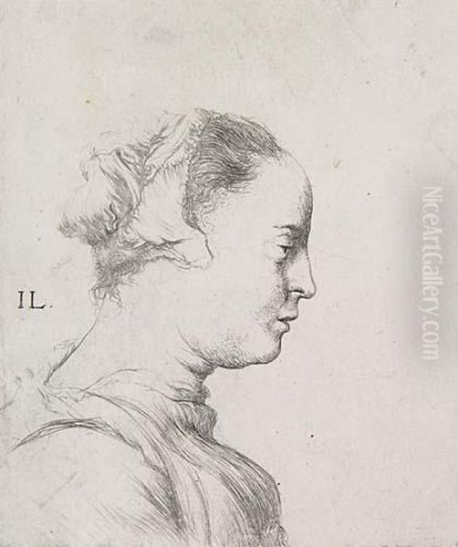 Bust Of A Young Woman In Profile To The Right Oil Painting by Jan Lievens