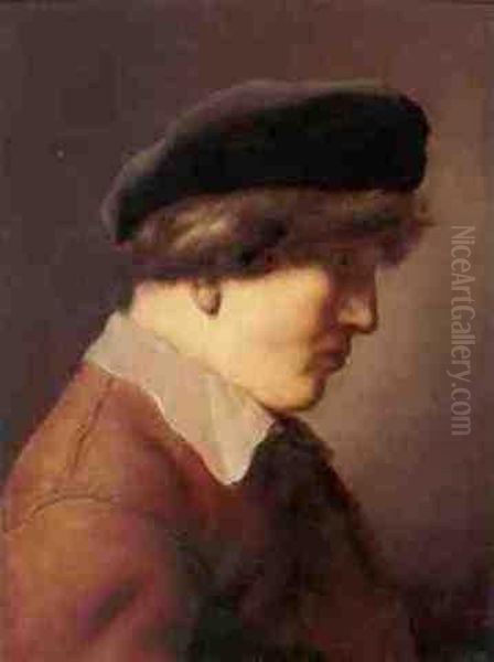 Profile Portrait Of A Young Man Wearing A Cap Oil Painting by Jan Lievens