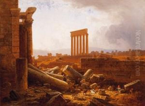 Baalbek Oil Painting by Antal Ligeti