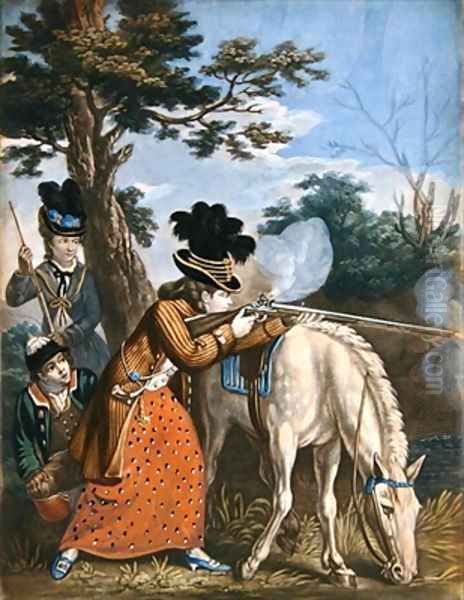 The Ladies Shooting Poney Oil Painting by John Collet