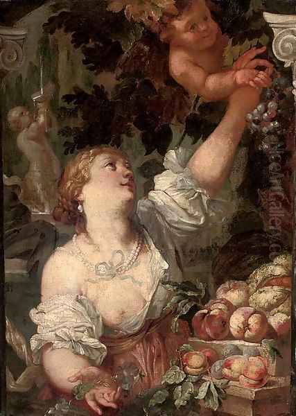 An allegory of Abundance Oil Painting by Guillaume Courtois