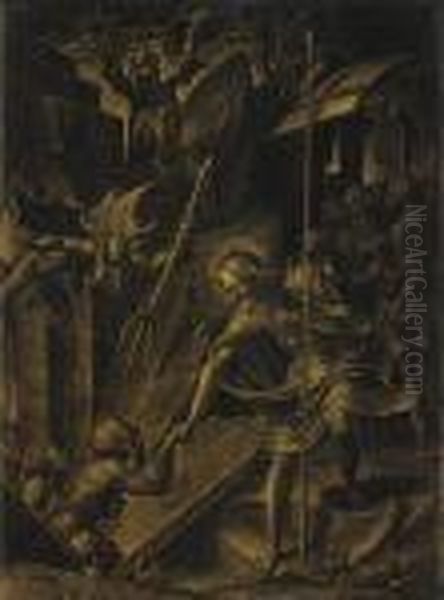 Christ's Descent Into Limbo Oil Painting by Giacomo (or Jacopo) Tarchiani