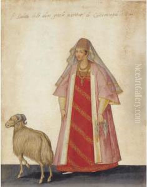 A Married Greek Woman With A Ram Oil Painting by Giacomo (or Jacopo) Tarchiani