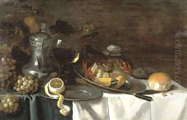 A crab on a pewter plate Oil Painting by Pieter Claesz