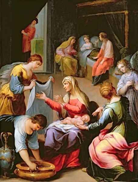 The Birth of the Virgin Oil Painting by Alessandro di Agostino Casolani