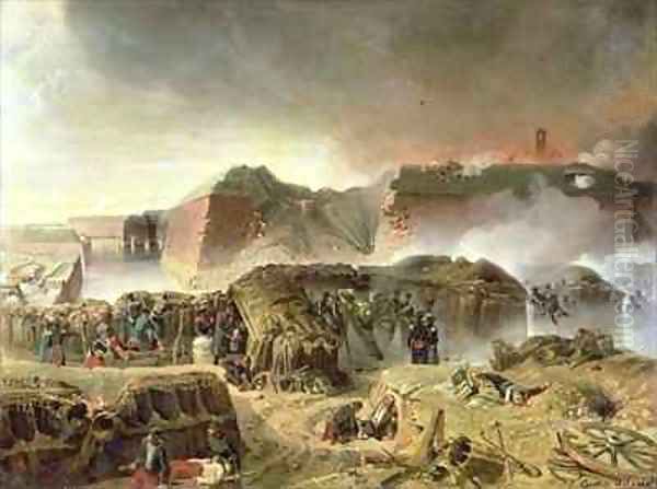 Siege of Antwerp Oil Painting by C. Courtois d'Hurbal