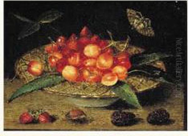 Assiette Remplie De Cerises Et De Fraises Oil Painting by Jacques Linard