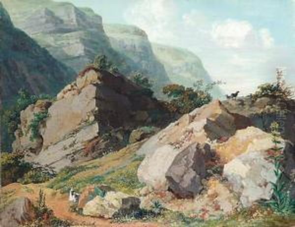 Paysage De Montagne En Suisse Oil Painting by Jean Antoine Linck