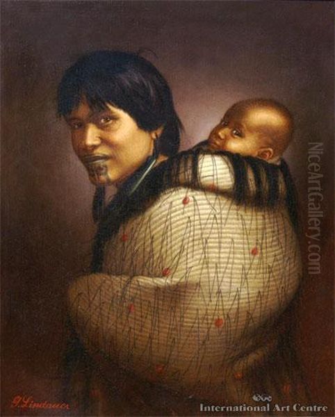 Ana Rupene & Child Oil Painting by Gottfried Lindauer