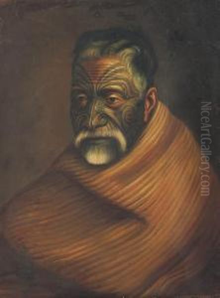 Tuhoto Ariki, A Maori High Priest Oil Painting by Gottfried Lindauer