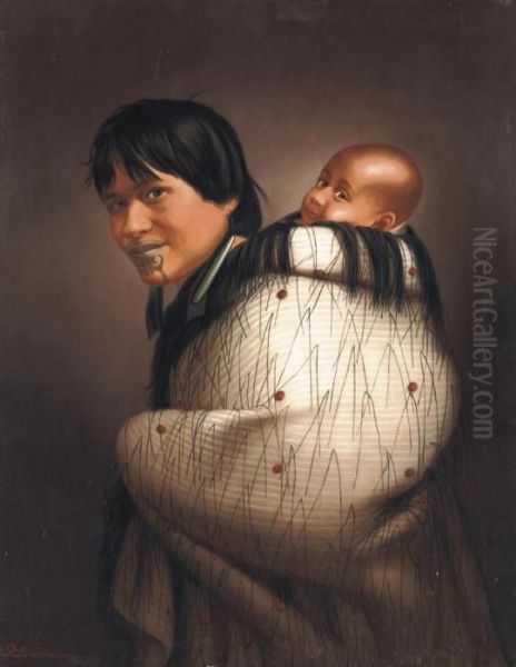 Ana Rupene And Child Oil Painting by Gottfried Lindauer