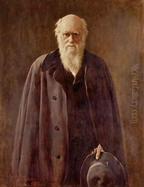 Portrait of Charles Darwin 1809-1882 Oil Painting by Collier, John