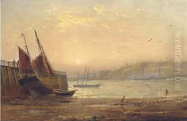 An estuary at low tide Oil Painting by James Wilson Carmichael