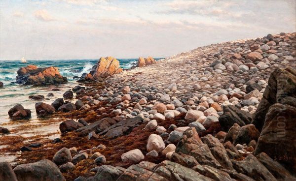 View Of The Shore Oil Painting by Berndt Adolf Lindholm