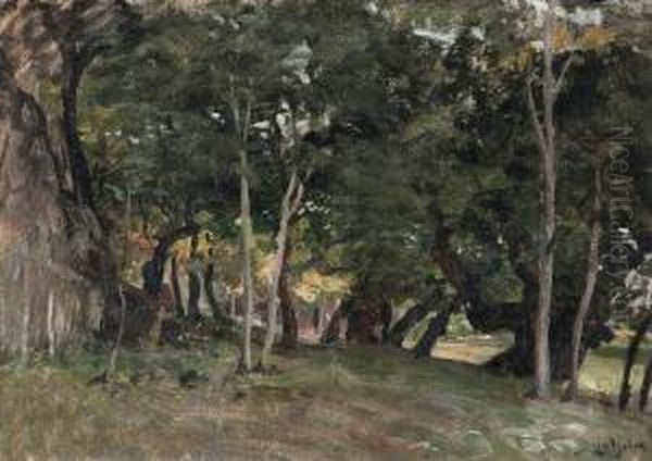 Theforest Oil Painting by Berndt Adolf Lindholm