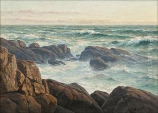 Varhaisaamu Merella Oil Painting by Berndt Adolf Lindholm