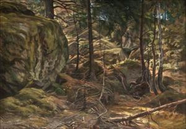 Metsansisusta Oil Painting by Berndt Adolf Lindholm