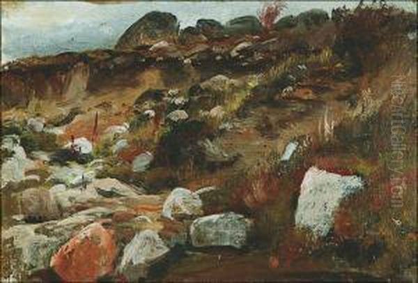 Rocky Slope Oil Painting by Berndt Adolf Lindholm