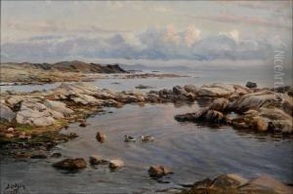 Haahkojameren Rannalla. Oil Painting by Berndt Adolf Lindholm