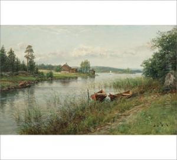 Summer Landscape Oil Painting by Berndt Adolf Lindholm