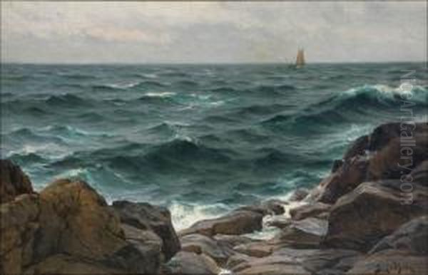 Rannikkopurjehdus. Oil Painting by Berndt Adolf Lindholm