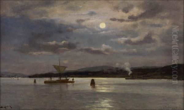 Rannikkomaisema. Oil Painting by Berndt Adolf Lindholm