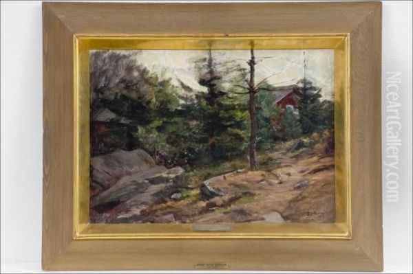 Punainen Torppa - Rott Torp. Oil Painting by Berndt Adolf Lindholm