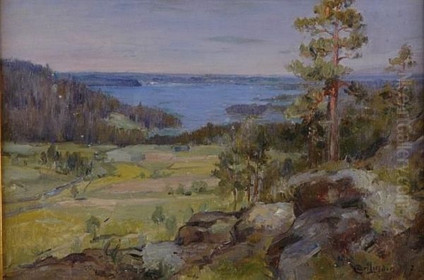 Highland Scene Oil Painting by Carl Olaf Eric Lindin